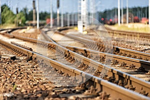 Rails in a railway station