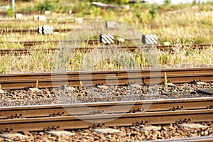 Rails in a railway station