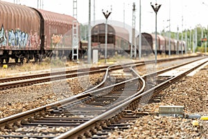 Rails in a railway station