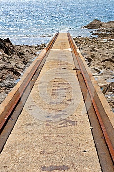 Rails for rescue ship in Goury