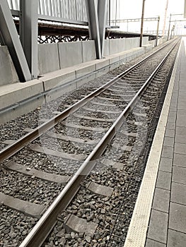 Rails in Train Station in HanddrÃ¼cke ZÃ¼rich