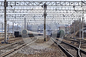 Rails, wagons and fuel tanks at a railway