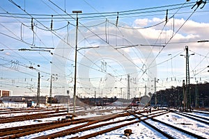 Rails in winter at the station