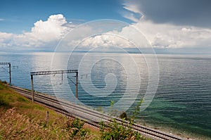 Railway along Baikal Lake