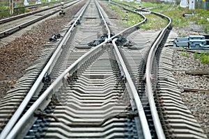 Railway arrows close up with rail track