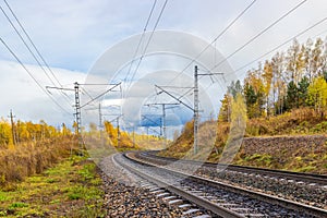 Railway in the autumn landscape