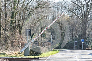 Railway barriers at the level crossing