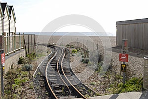 Railway on beach at Brighton. Sussex. UK