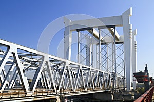 Railway bridge across the river Maas