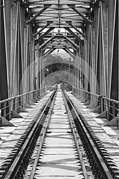 Railway bridge, black and white photo