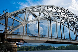 Railway Bridge Dzelzcela tilts over Daugava River photo