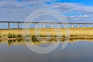 railway bridge in grassland of Mongolia