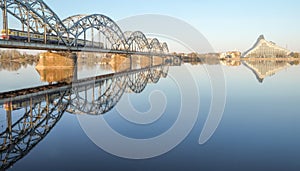 Railway bridge and New National Library building