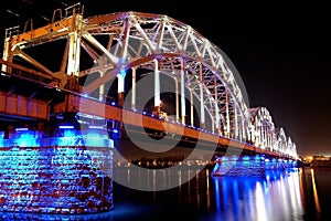 Railway bridge in night