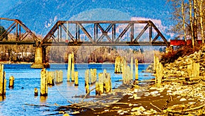 Railway Bridge over the Fraser River between Abbotsford and Mission in British Columbia, Canada photo