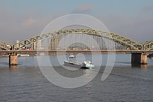 Railway bridge over Rhine River. Cologne, Germany