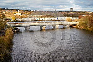 Railway Bridge over River Derwent as it meets River Tyne