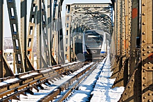 Railway bridge over the river olt, Romania