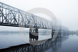 Railway bridge through the river
