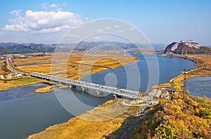 Railway bridge through the river Partizanskaya (Primorsky krai,