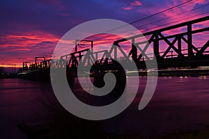 Railway Bridge At Sunset