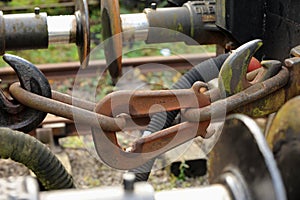 Railway car coupling. photo