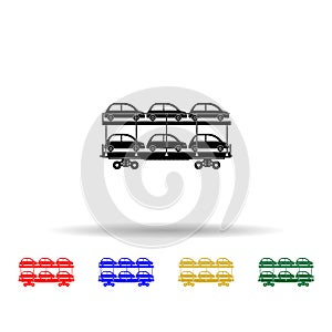 Railway carriage of car transportation multi color icon. Simple thin line, outline vector of transport by train icons for ui and