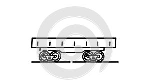 Railway Carriage Flatcar line icon on the Alpha Channel