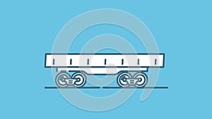 Railway Carriage Flatcar line icon on the Alpha Channel