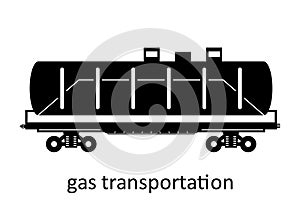 railway carriage of gas transportation with name. Cargo Freight Forwarding Transport. Vector illustration Side View Isolated