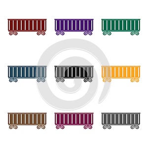 Railway carriage icon in black style on white background. Logistic symbol stock vector illustration.