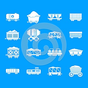 Railway carriage icon blue set vector