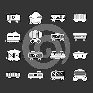 Railway carriage icon set grey vector