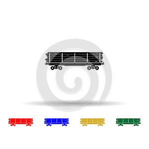 Railway carriage of logs transportation multi color icon. Simple thin line, outline vector of transport by train icons for ui and