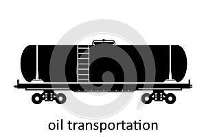 railway carriage of oil transportation with name. Cargo Freight Forwarding Transport. Vector illustration Side View Isolated