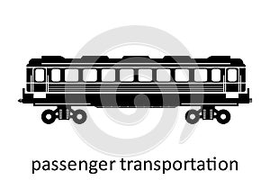 railway carriage of passenger with name. Cargo Freight Forwarding Transport. Vector illustration Side View Isolated