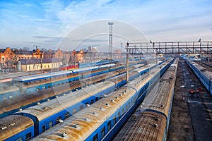 Railway carriages long-distance train station