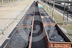 Railway. The cars of coal.