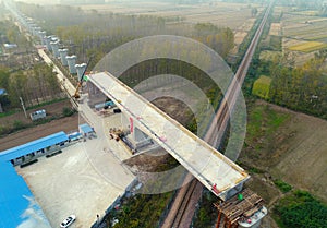 Railway construction site in huaian city, jiangsu province, China.