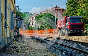 Railway construction yard photo