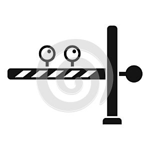 Railway cross closed barrier icon simple vector. Traffic lights
