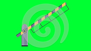 Railway Crossing Barrier fence prevent vehicles. Road Barrier Red White Stripes Level Crossing Intersection. Open closed the gate