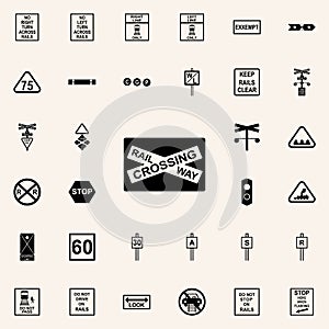 railway crossing icon. Railway Warnings icons universal set for web and mobile