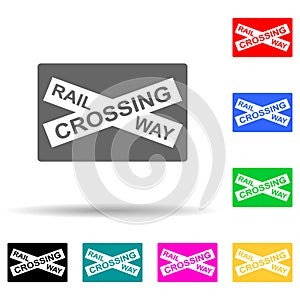 railway crossing multi color style icon. Simple glyph, flat vector of railway warnings icons for ui and ux, website or mobile