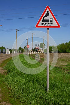 Railway crossing outside the city