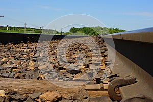 Railway crossing outside the city