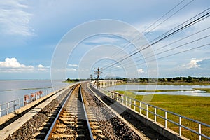 Railway crossing Pasak Chonlasit Dam, Lopburi, Thailand