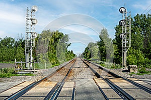 Railway crossing on Saint-Ezeart boulevard Laval Quebec