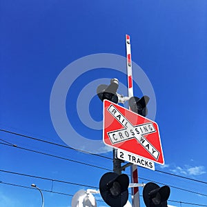 Railway crossing sign