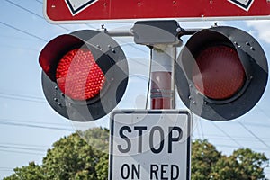 Railway Crossing Stop Sign Red